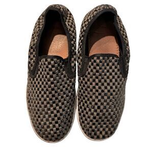 Bernie Mev Venice Woven Checkered Casual Slip On Shoes Gold & Black Size 10